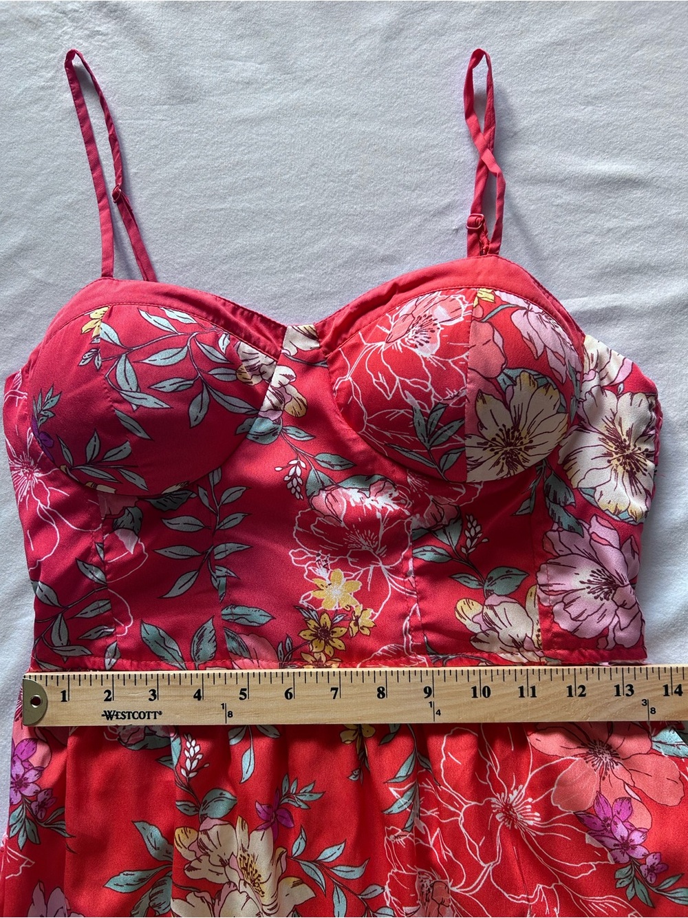 B.O.G. Collective Red Floral Bustier Maxi Dress Size M - Picture 4 of 9